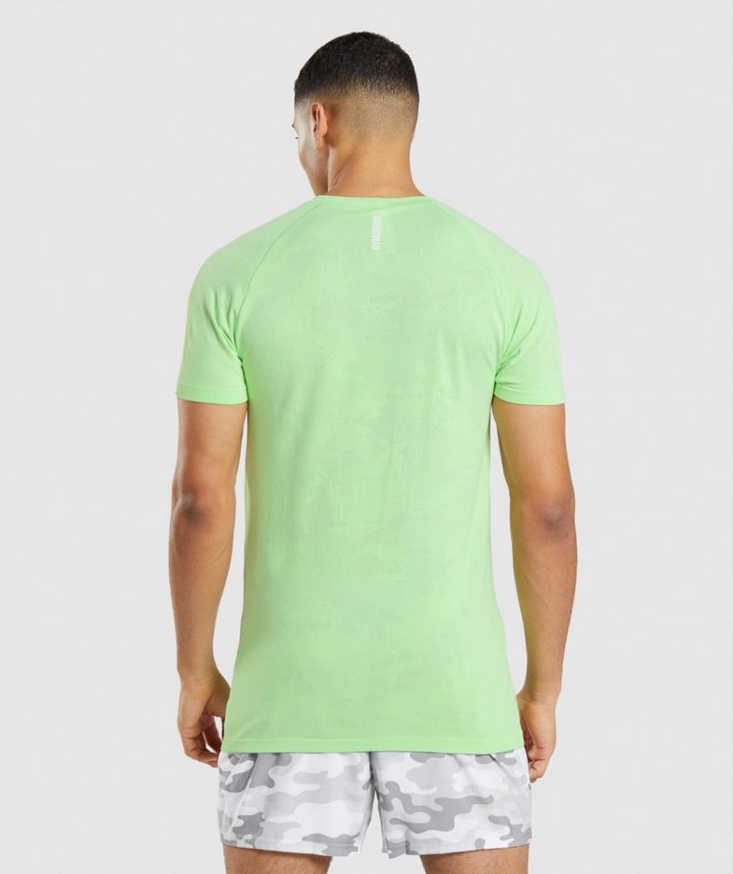 Men's Gymshark Geo Seamless T-Shirts Light Green | NZ 1KIYSM